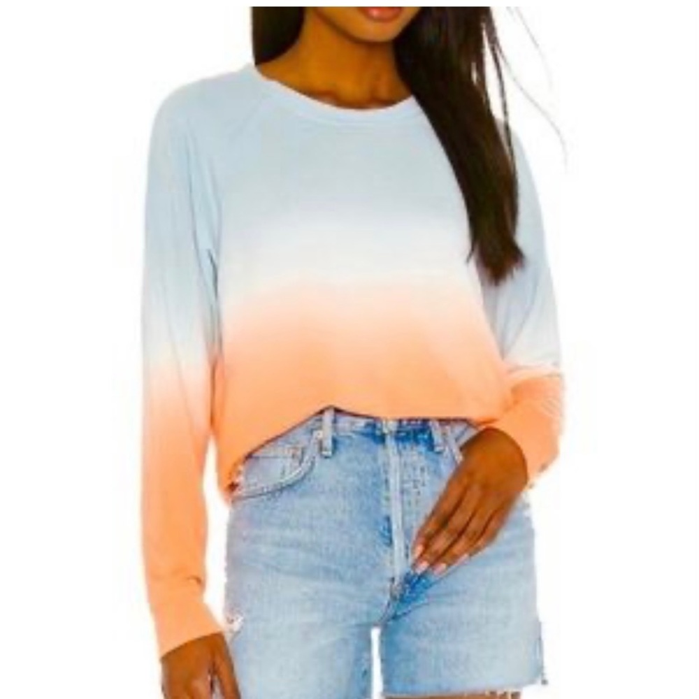 Sanctuary Ombre Raglan Sweatshirt Orange Blue Size Medium
